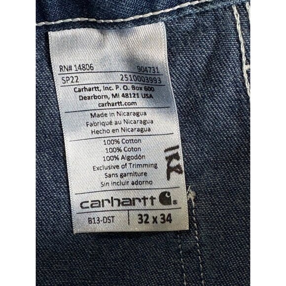 NWT Carhartt Loose Fit Original Dungaree Denim Jeans Darkstone Size 32X34 IRREGU - Picture 9 of 9